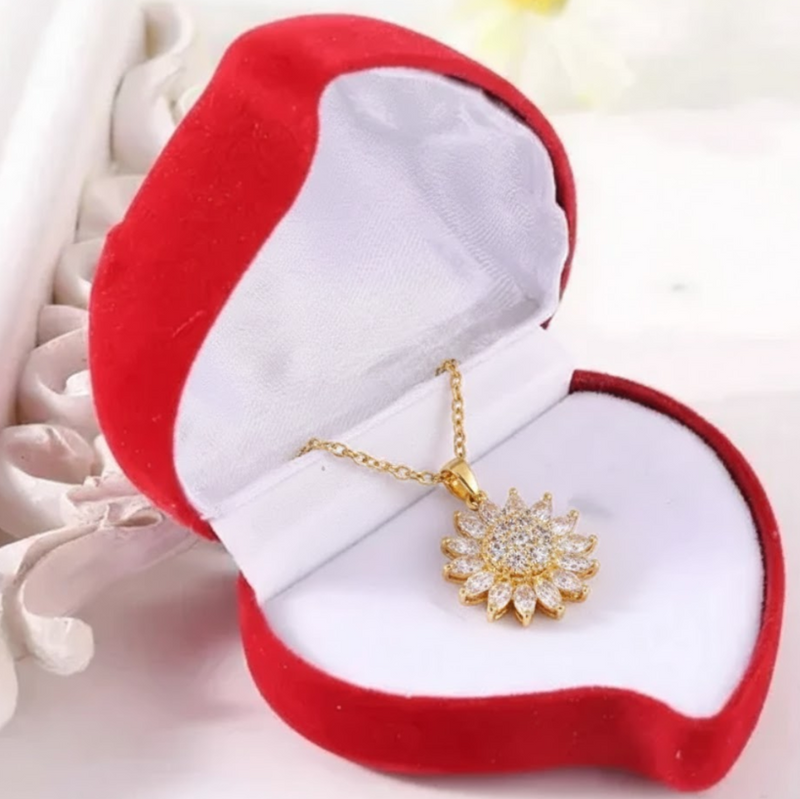 Collar Girasol Giratorio Caja Corazon