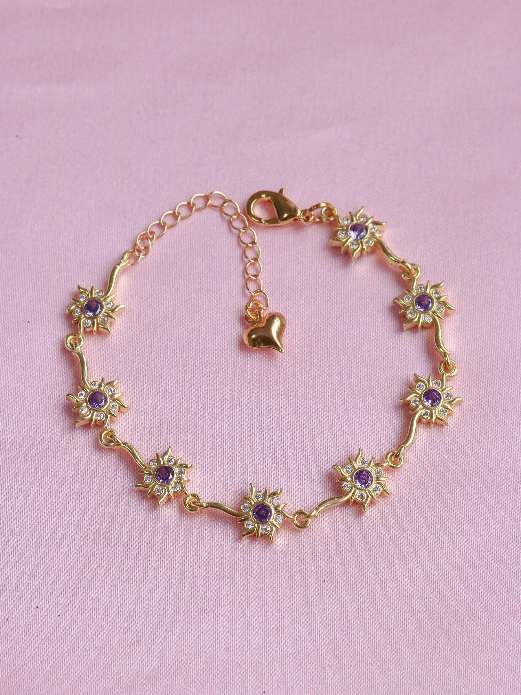 Rapunzel Sun Bracelet, Princess Jewelry, Purple Sun Bracelet